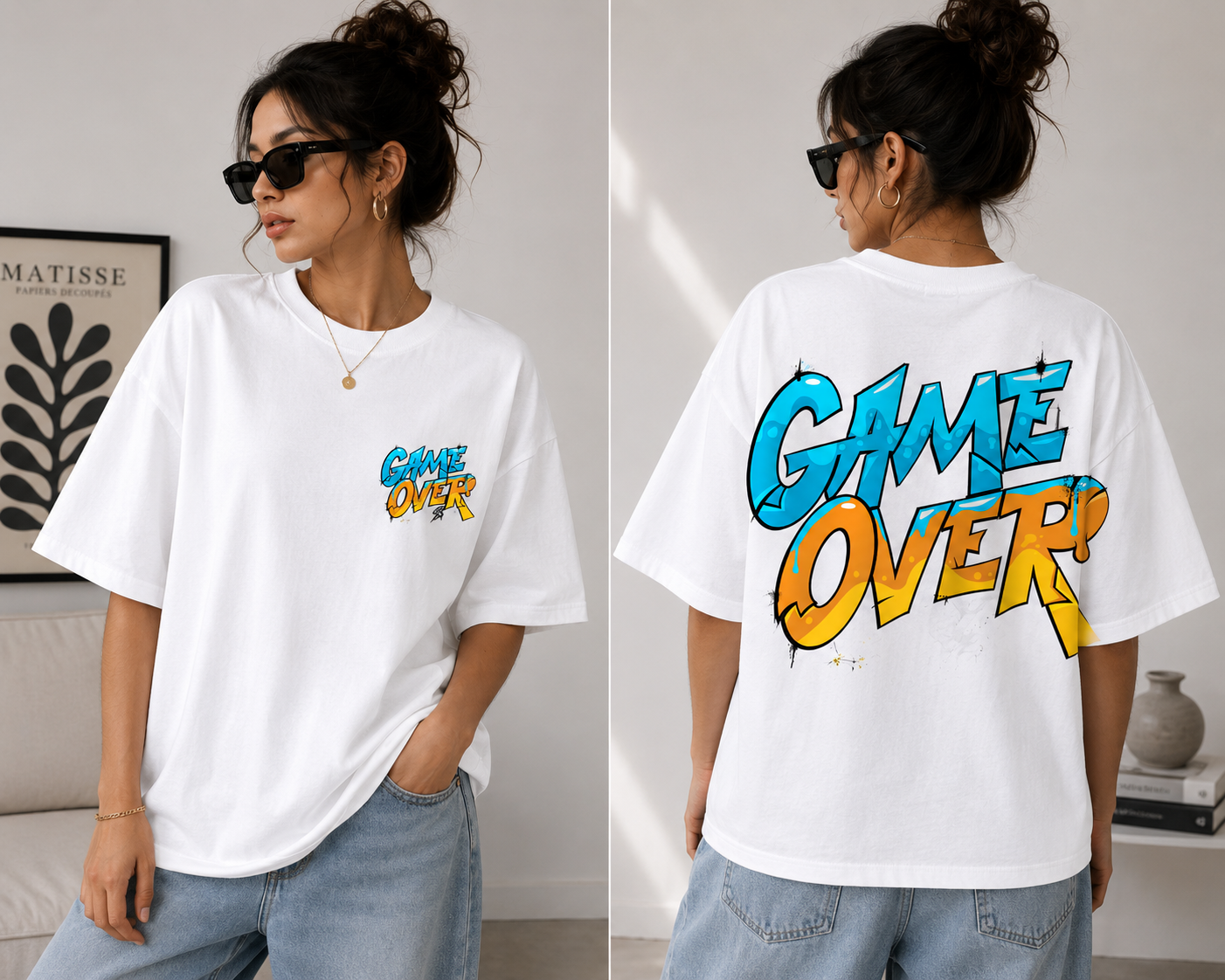 Game Over Oversized Graphic T-Shirt