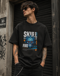 Skull Fire Graphic Oversized T-Shirt