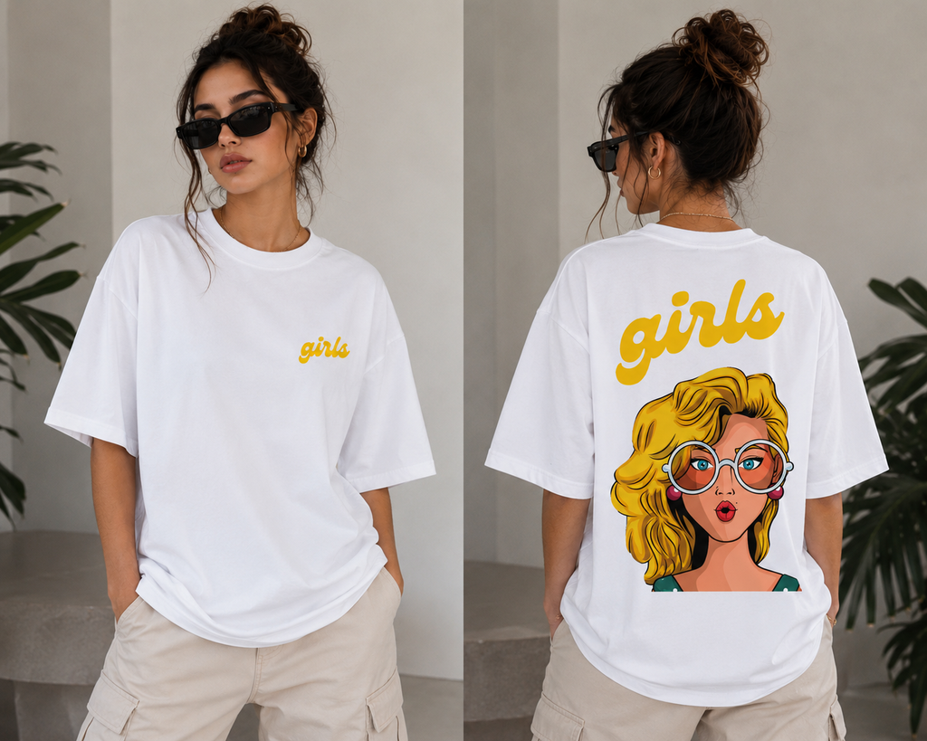 Girls Pop Art Oversized T-Shirt