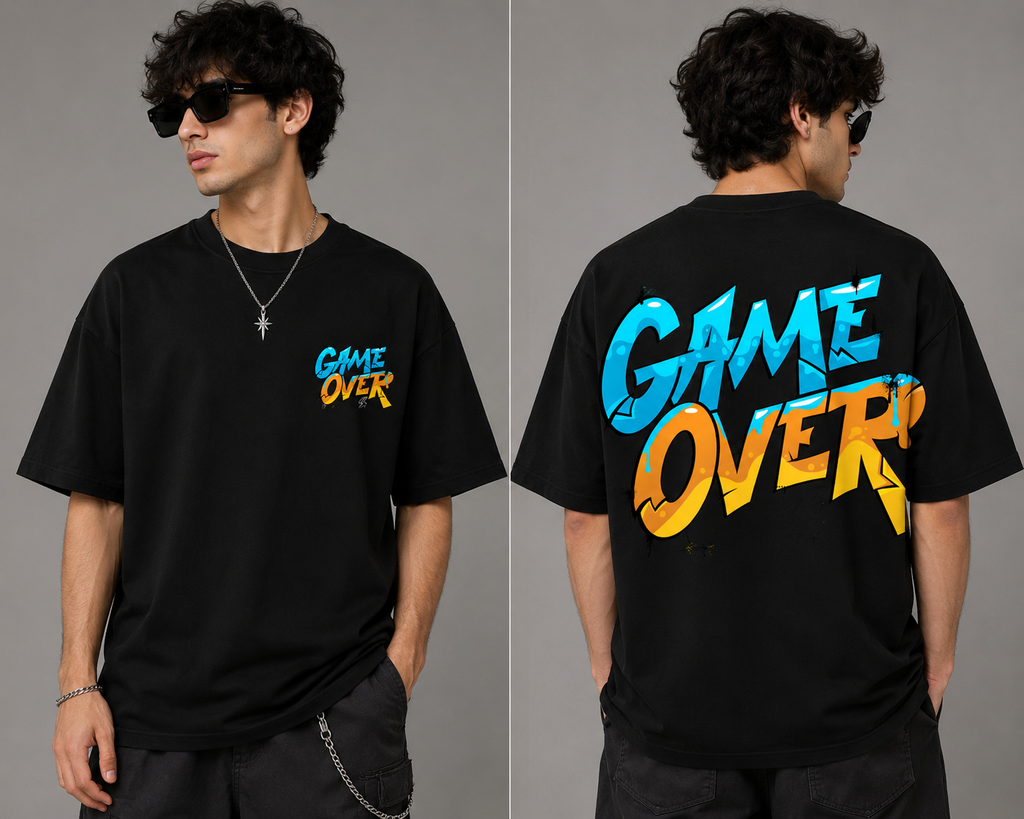 Game Over Oversized Graphic T-Shirt