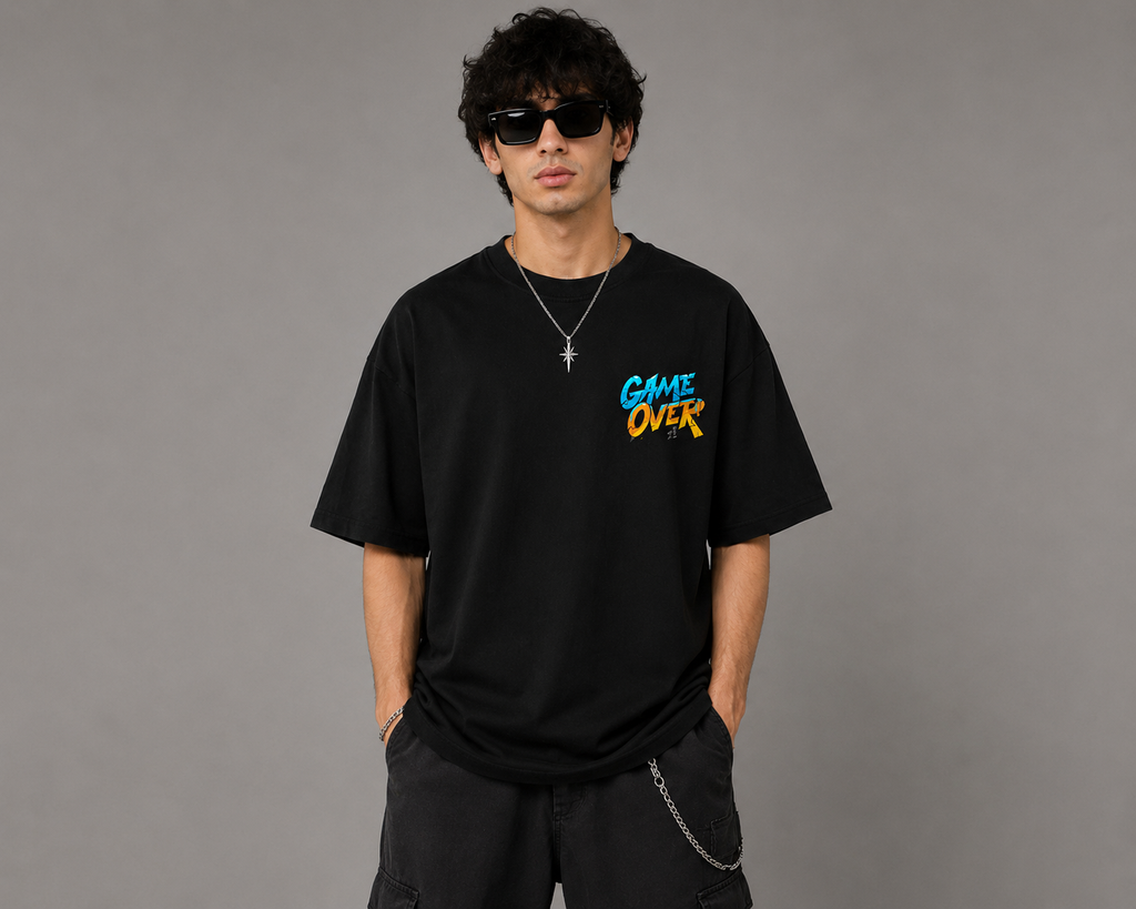 Game Over Oversized Graphic T-Shirt
