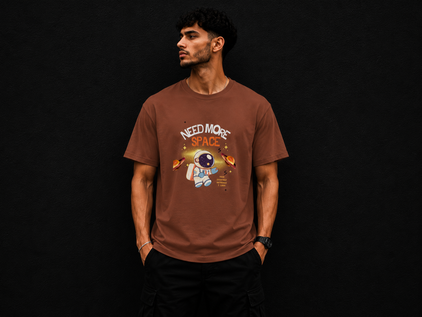 Need More Space – Brown Graphic regular  T-Shirt