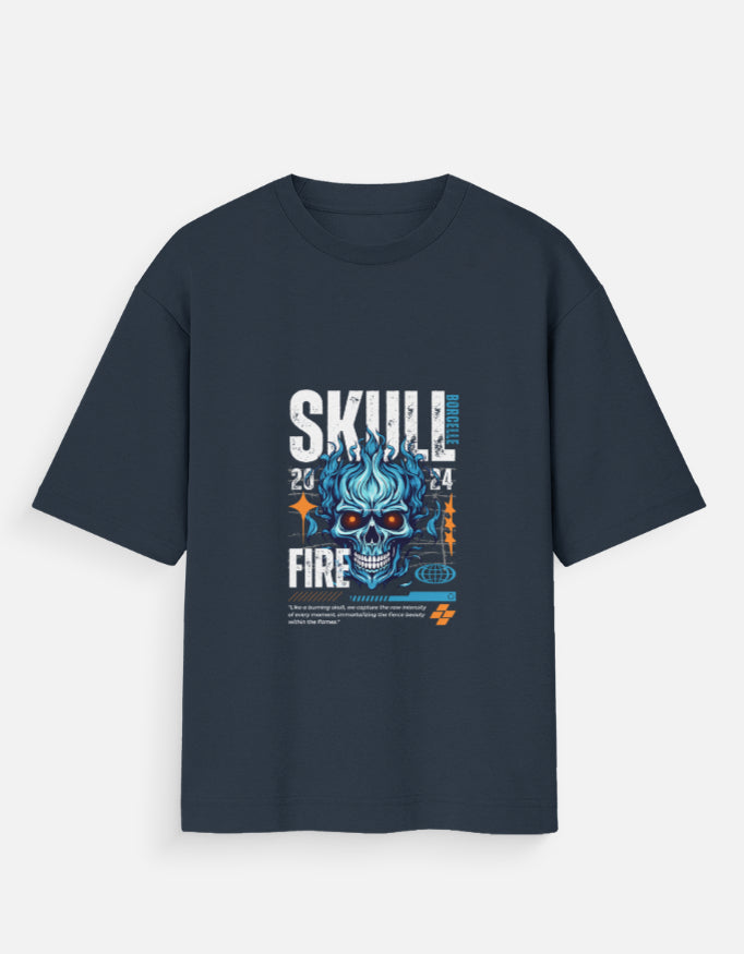 Skull Fire Graphic Oversized T-Shirt