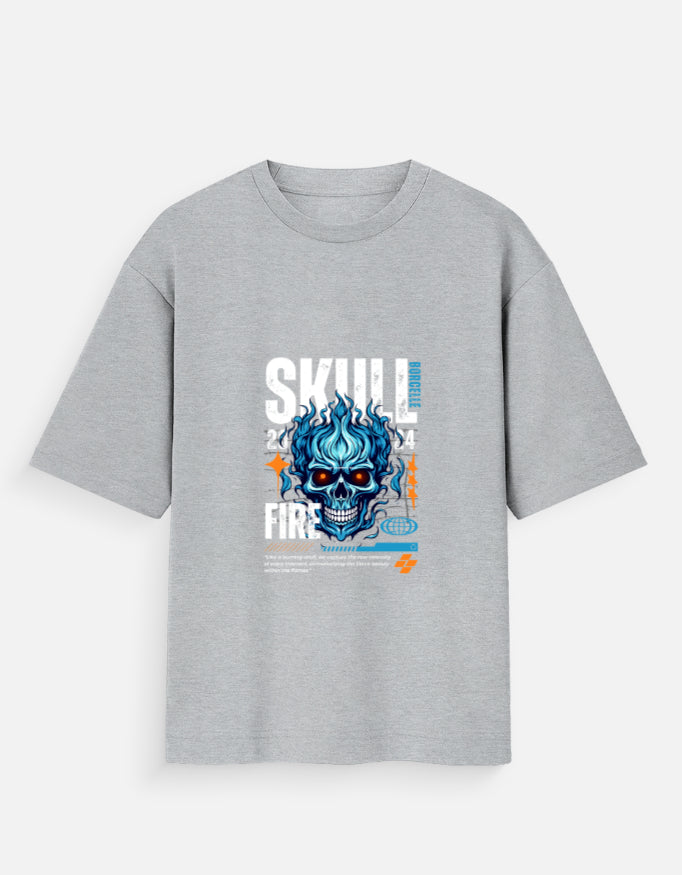 Skull Fire Graphic Oversized T-Shirt